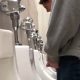 Hot American dude with nice dick caught peeing at urinals