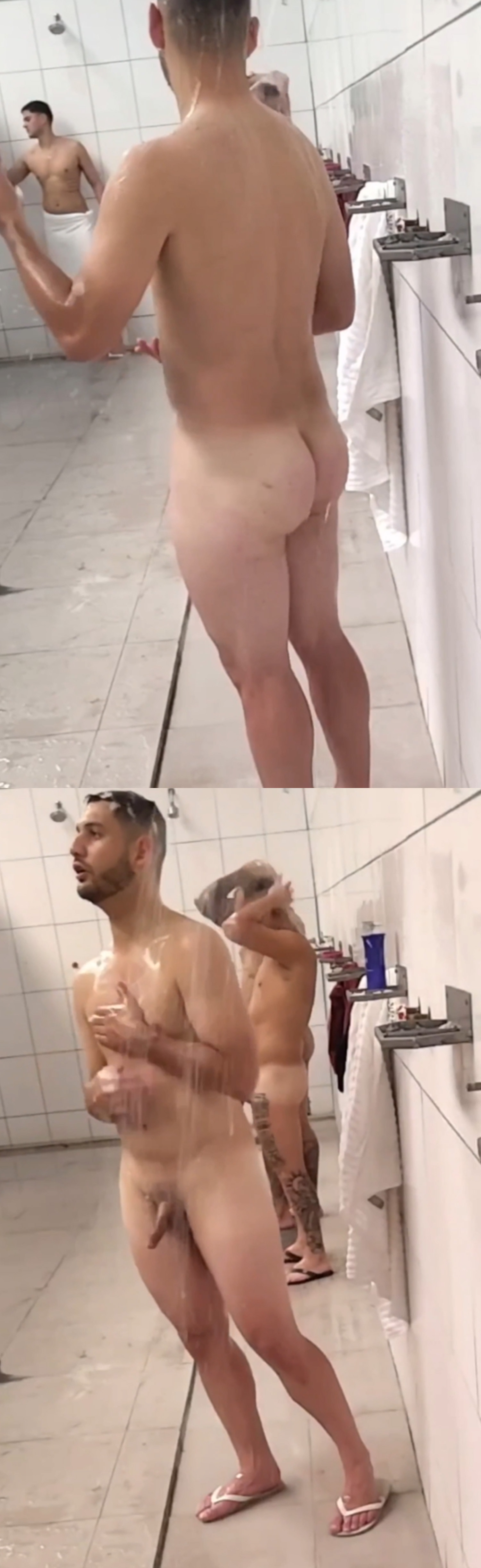 Big dicked dudes caught in communal shower