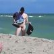 Hung bearded nudist man caught at the beach