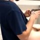 Scruffy guy caught wanking in public toilet