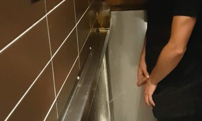 Urinal pissers caught by hidden camera