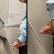 Very hung lad caught peeing at the urinals