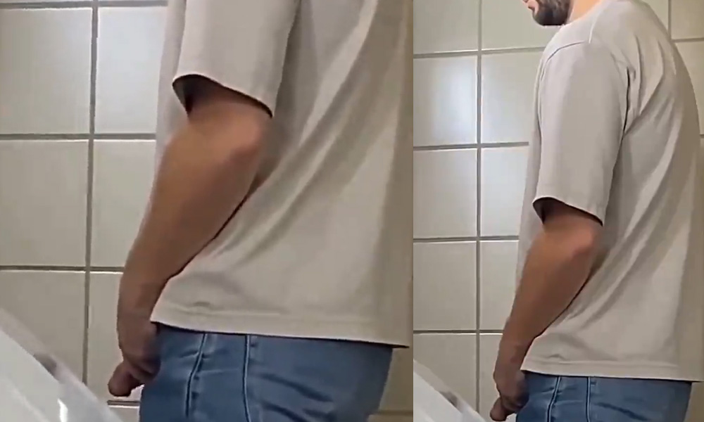 Great dick caught peeing at urinals