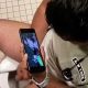 Horny straight guy caught jerking in gym toilet