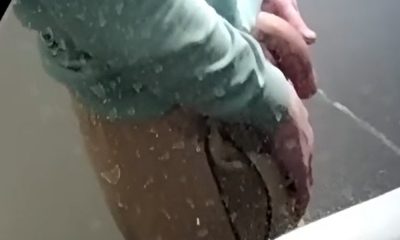Really enormous cock peeing at the urinals