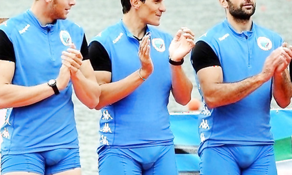 Sportsmen with visible bulges