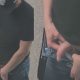 Hung uncut guy caught peeing in the street