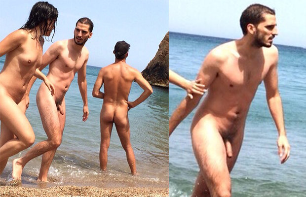 Nudist straight guy on the beach