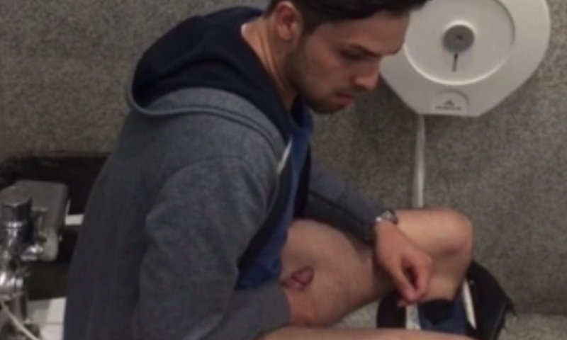 guy caught jerking off in public toilet