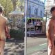 guy walking naked in the city