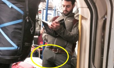 visible penis line from guy in metro