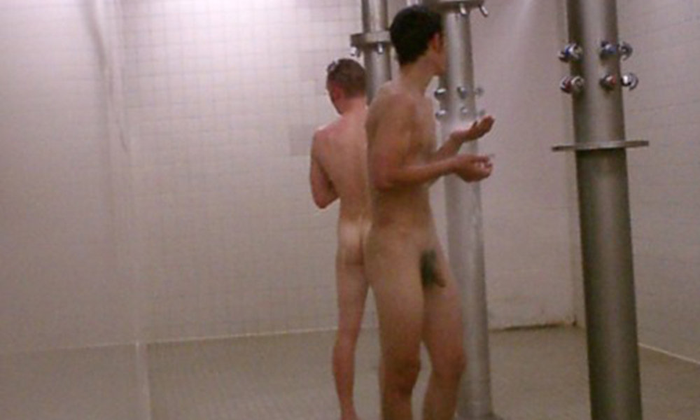 naked guys caught in shower