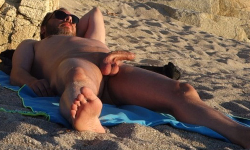 Gay Nude Beach Boner.
