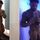 straight muscle stud naked selfies while tanning