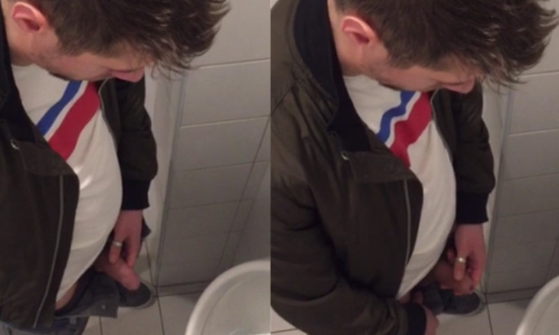 spy on man peeing in public toilet