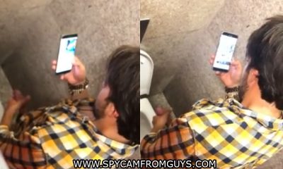 dude caught jerking in public toilet