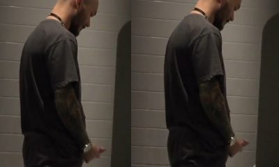 stud caught peeing and getting a boner at the urinal