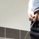 guy with hairy uncut cock caught peeing public toilet