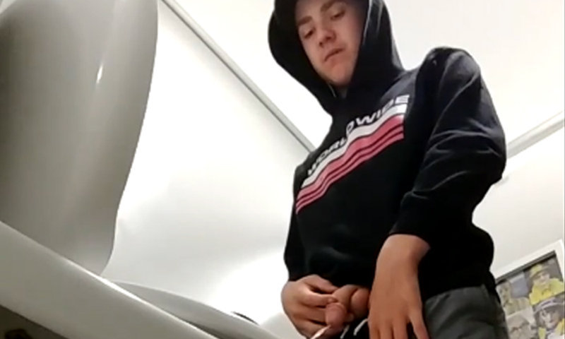 cute boy caught peeing in public toilet by spycam