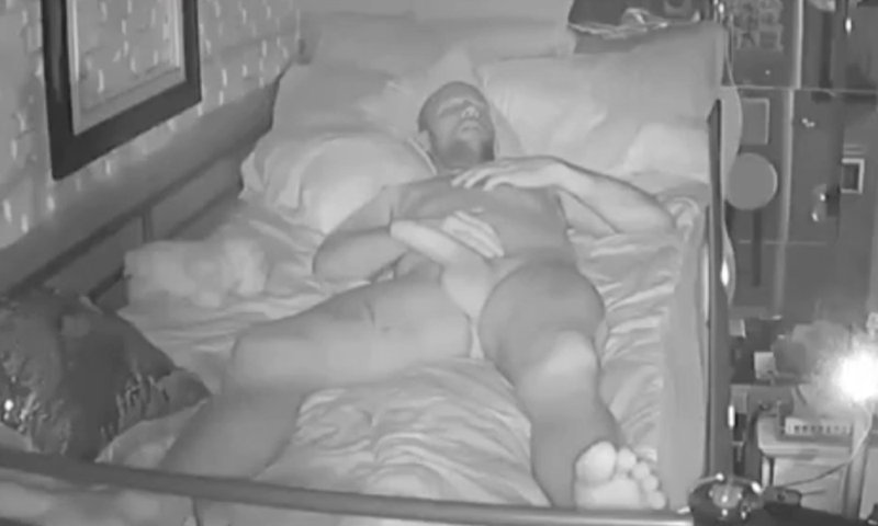 guy caught sleeping with hardon