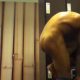 muscle dude caught naked in gym changing room