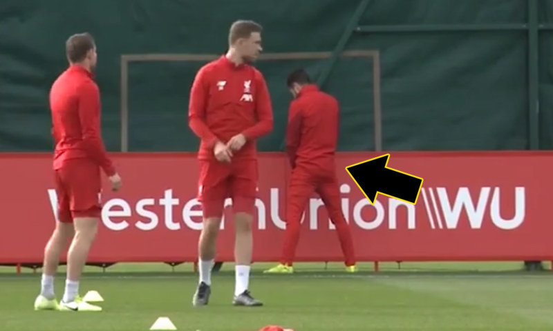 footballer peeing on the pitch during training