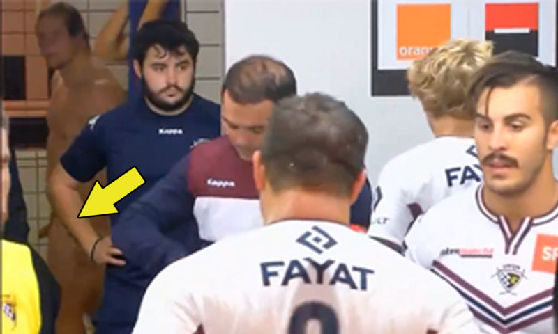 french rugby player accidentally naked on tv