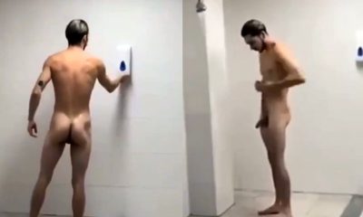 spy on guy getting a boner while showering