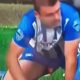 footballer peeing on the pitch