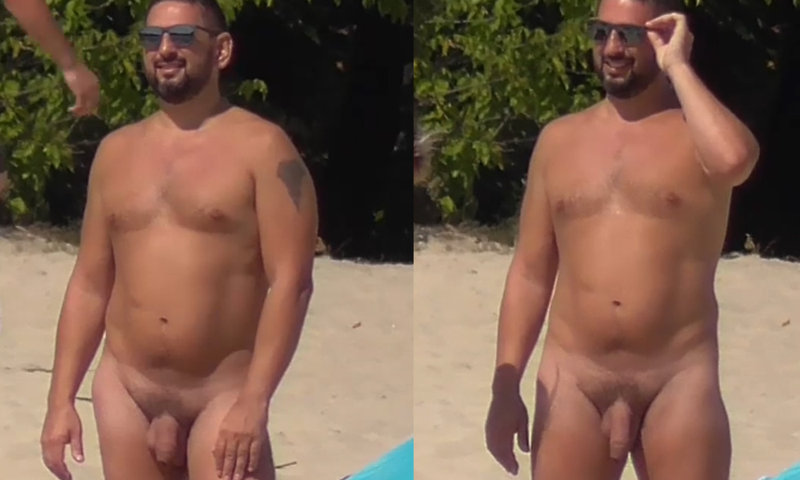 nudist man with big uncut cock caught at the beach