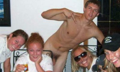 straight guy partying naked with girls