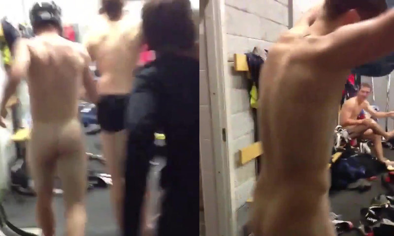 hockey players naked in locker room