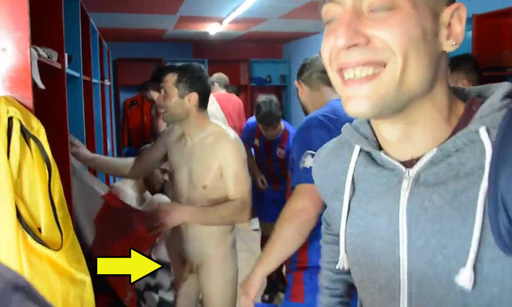 footballer caught naked post match in locker room