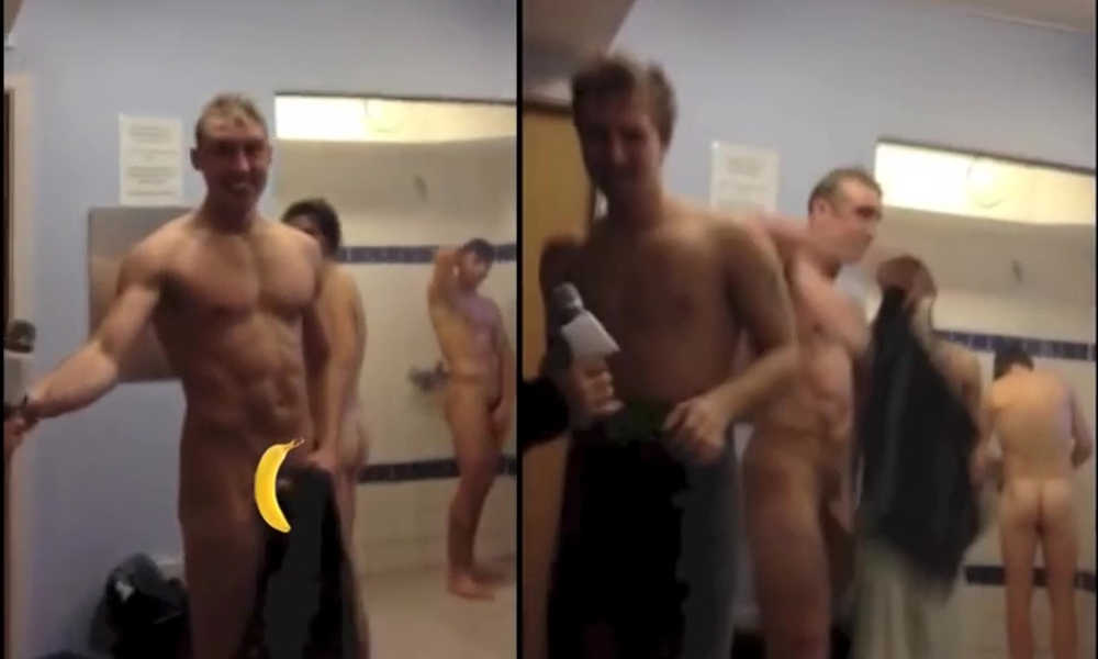 rugby guys making naked video in locker room
