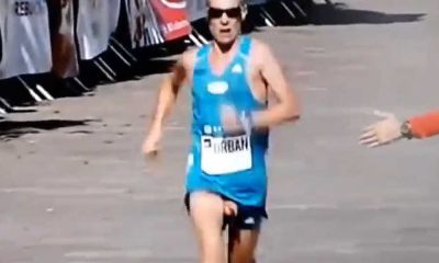 accidental dick exposure from a runner