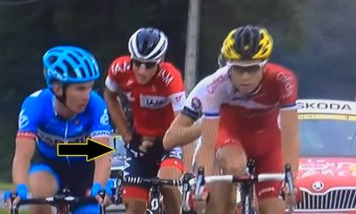 cyclist caught peeing during bike race