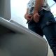 uncut guy with nice cock caught peeing in public toilet