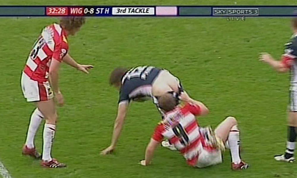 St Helens Player depantsed during game