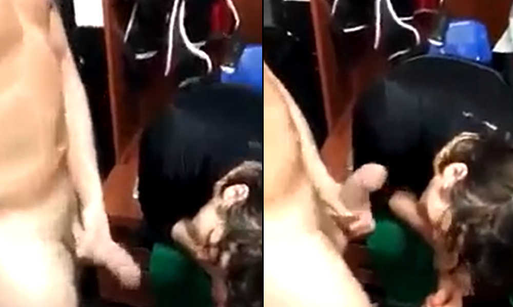 hung footballer slapping his mate face with his cock