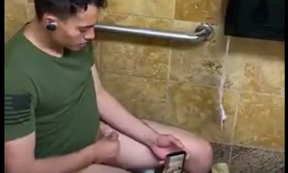 spycam from latin guy caught jerking off in public toilet