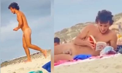 straight nudist guy caught naked at the beach