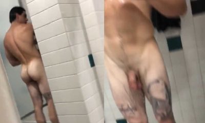 guy with huge dick caught in shower by spycam