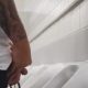 tattooed uncut guy caught peeing at urinal