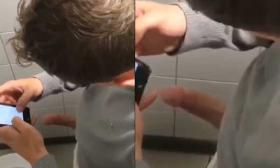 nice guy caught wanking in public restroom