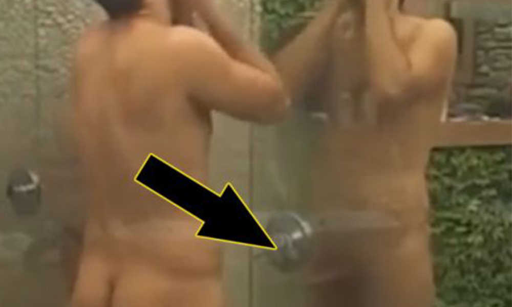 Serbian guy getting a boner during shower at Big Brother