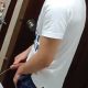guy with thick dick caught peeing at urinal