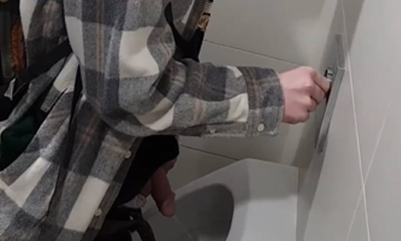 Spanish guy with huge cock caught peeing at urinal by spy camera