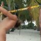 straight guys naked playing limbo at Adam sucht Eve reality show