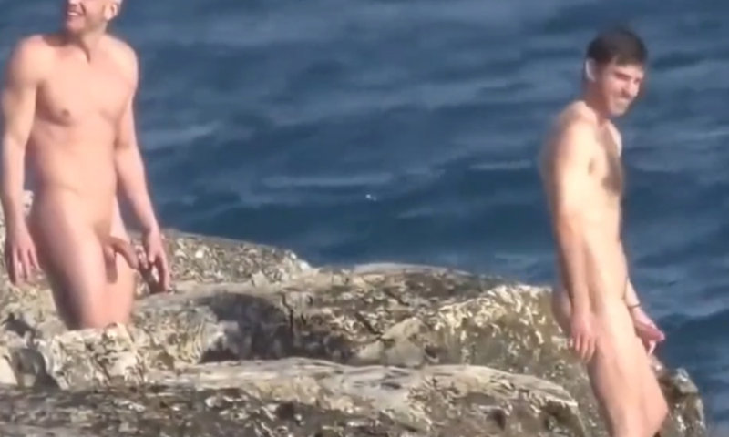 two horny nudist men caught at nudist beach by spycam