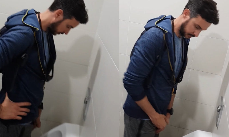 french guy with thick dick caught peeing at urinals